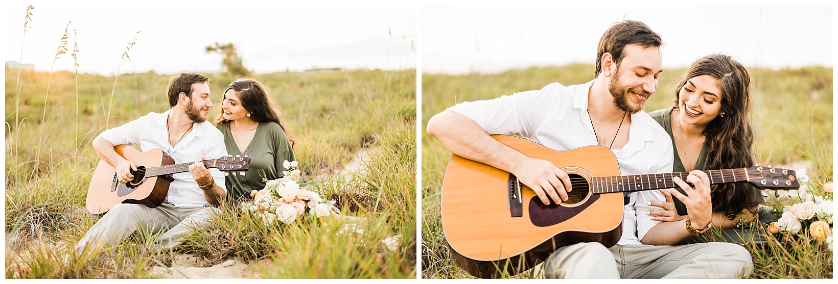 Virginia Beach musician elopement photographer couple inspiration with guitar