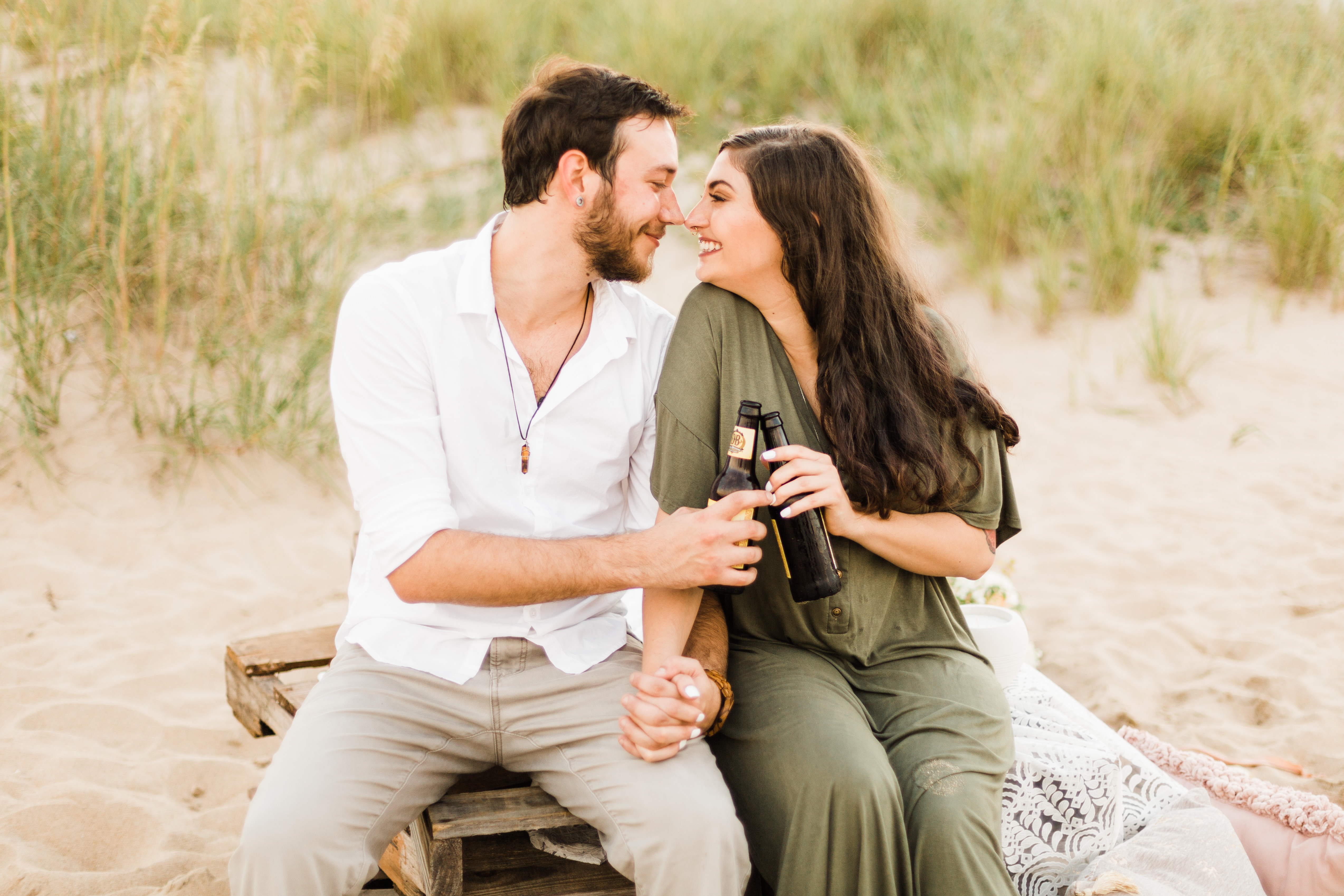 Virginia beachy indie elopement wedding photographer couple inspiration with beer