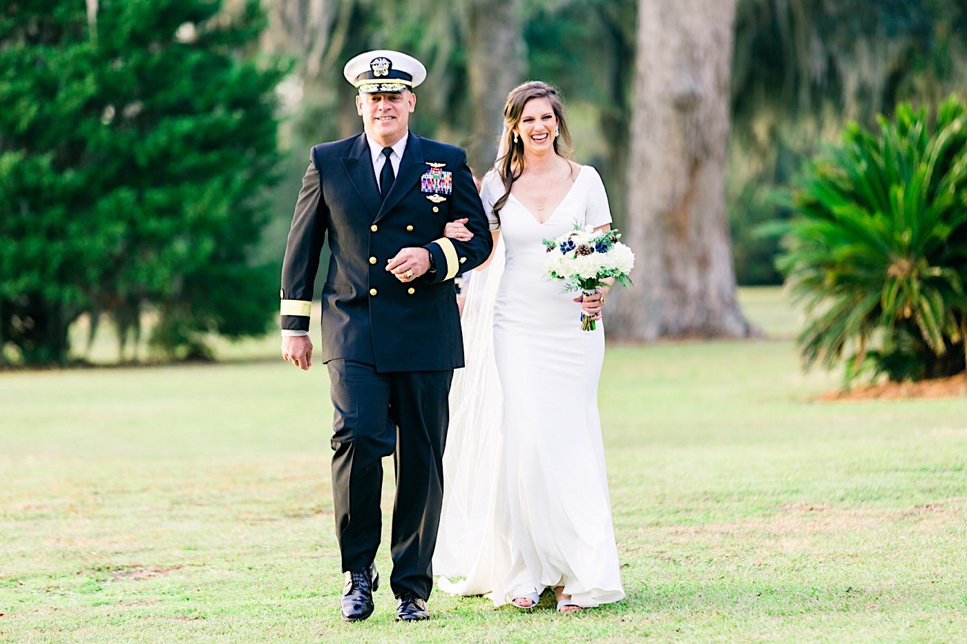 Agapae Oaks Wedding in Beaufort, Marine Uniform, Navy Uniform, Wedding in uniform