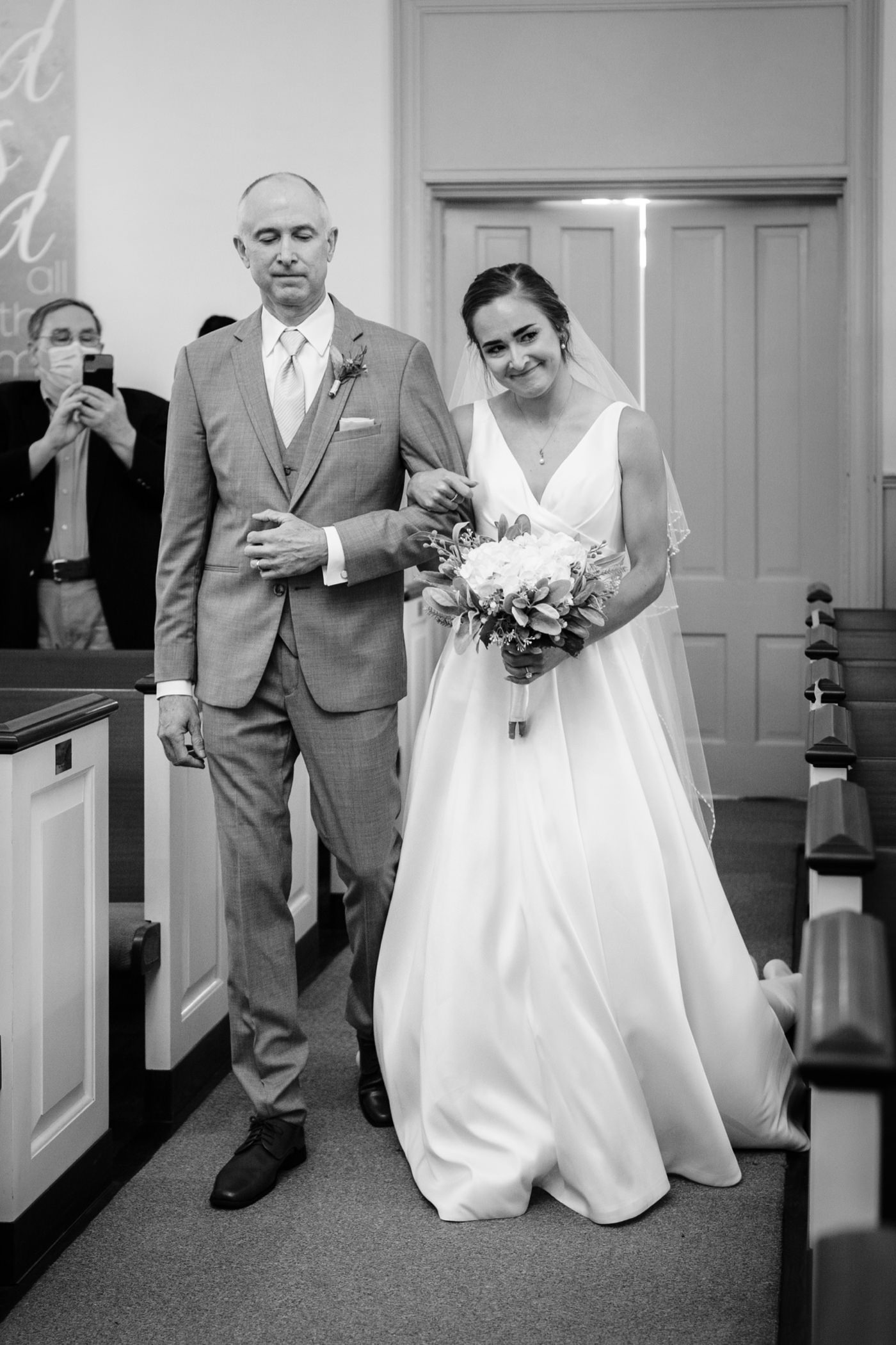 Charlottesville VA wedding photographer, walking down the aisle, 