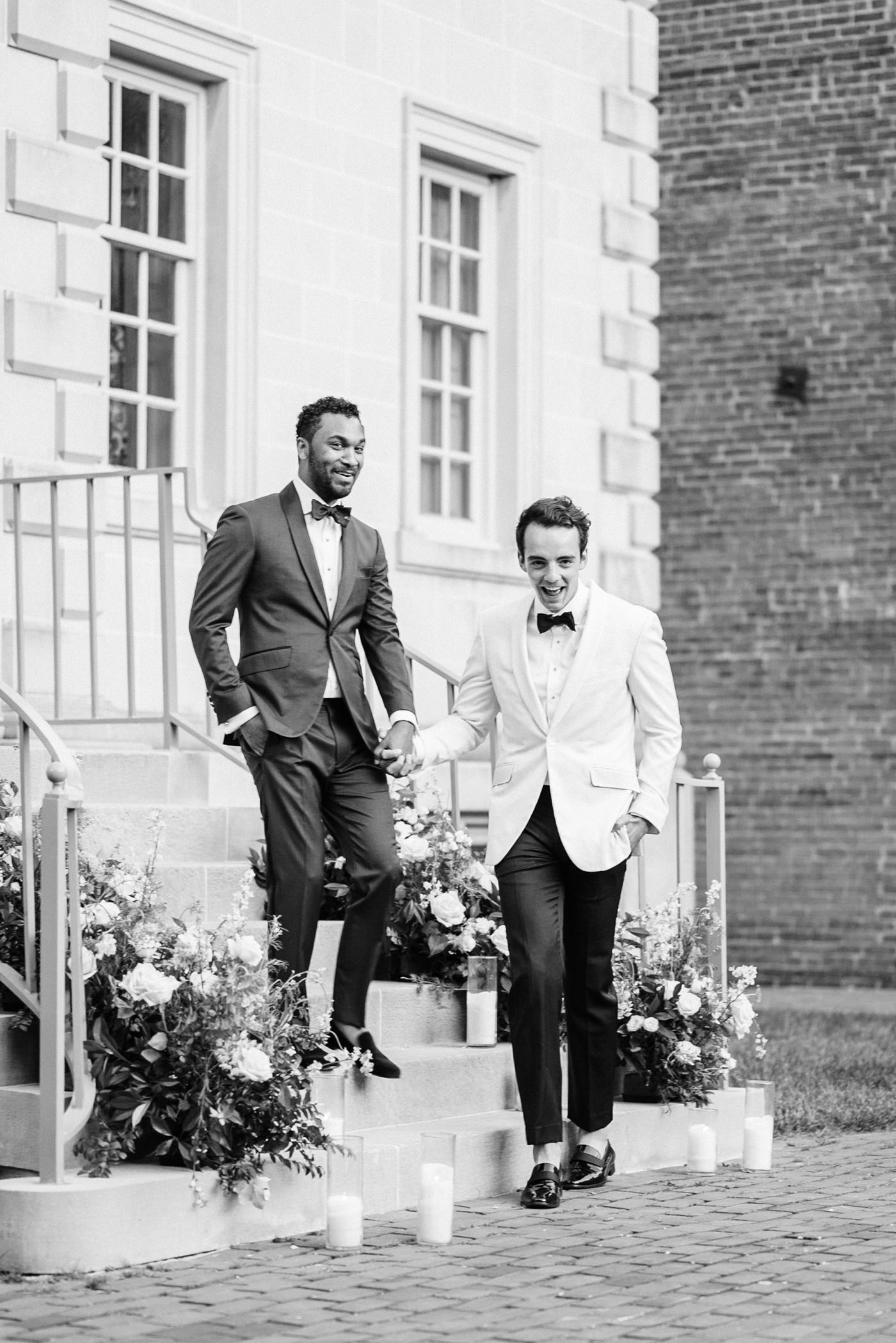 lgbtq friendly photographer near me, virginia lgbtq friendly photographer, bridgerton inspired wedding, suits for wedding, unique suits for grooms, two grooms