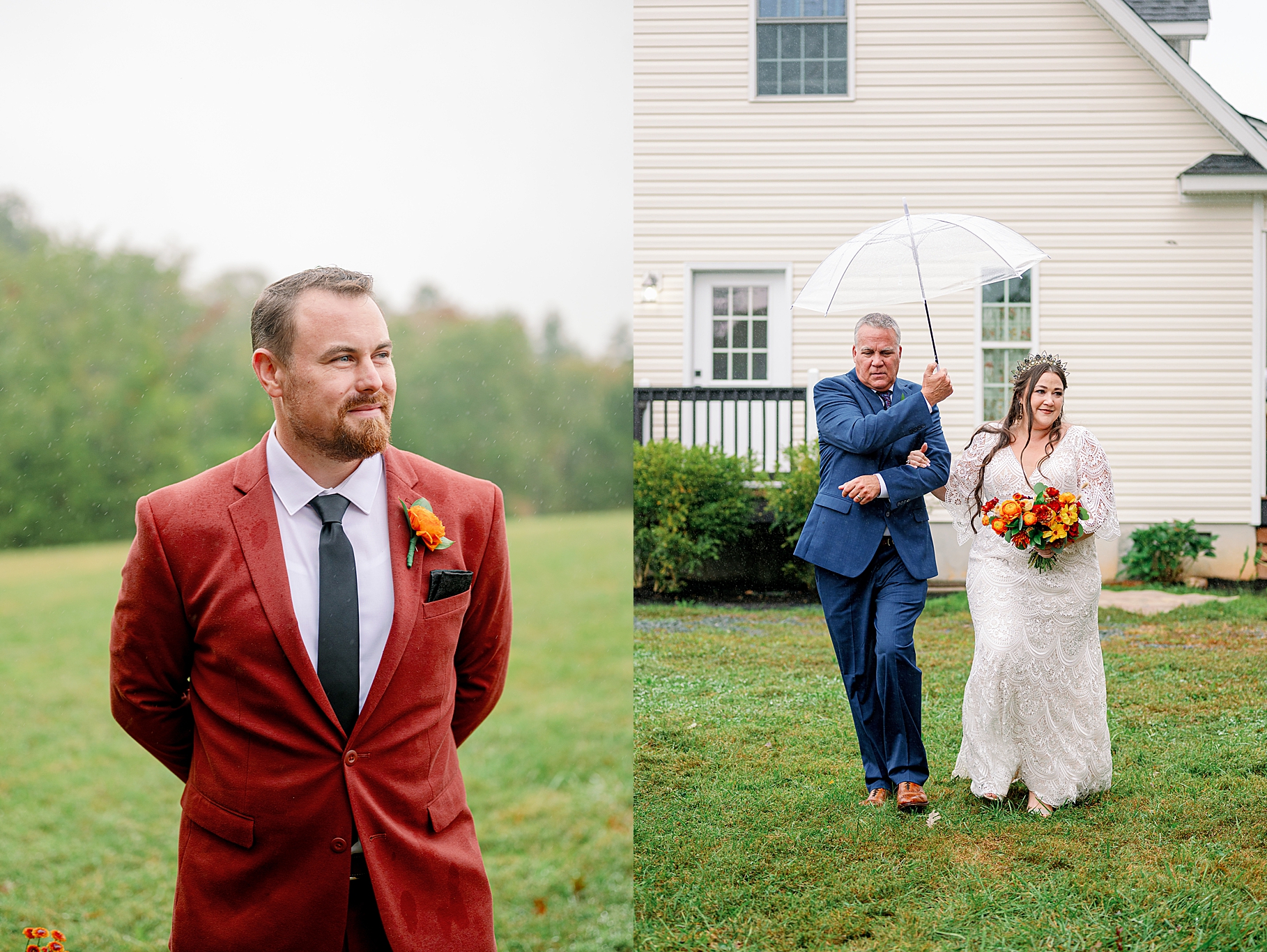 rainy backyard wedding in Charlottesville Virginia